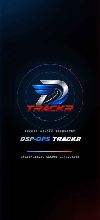 TRACKR splash screen initializing a secure connection